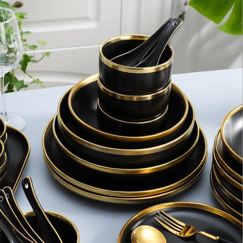 Stone Lain Florian 16-Piece Gold Dinnerware Set