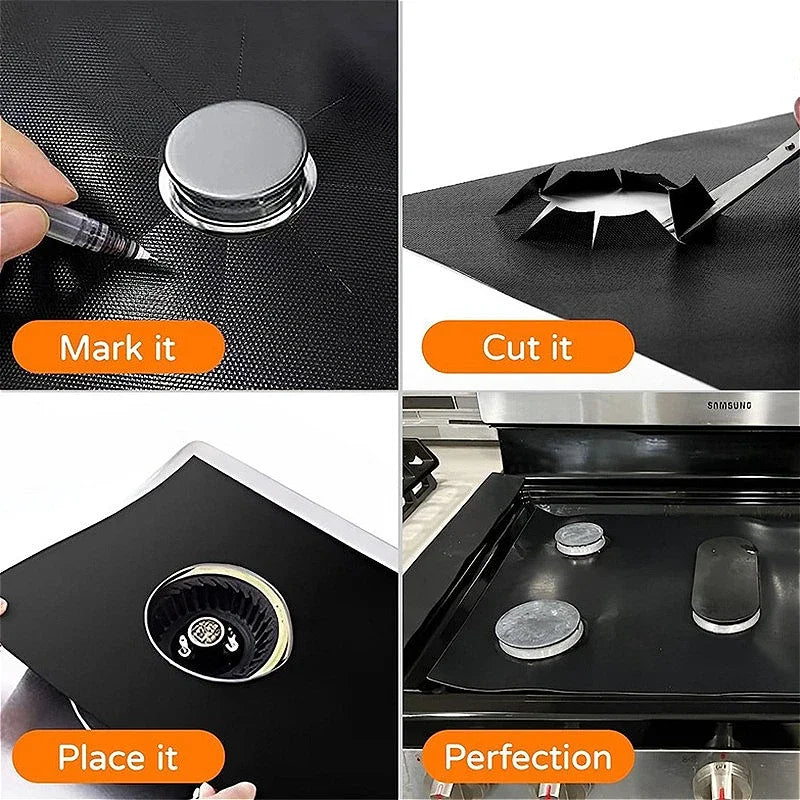gas stove protection mat, oil-proof stove cover, high temperature resistant stove mat, kitchen stove protector, reusable gas stove liner, non-stick stove protection pad, heat resistant stove mat, easy clean stove cover, gas stove oil-proof mat, durable kitchen stove protector