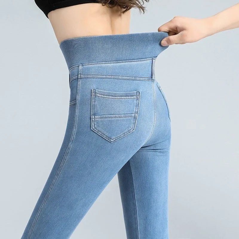women's high elastic mom jeans, high stretch mom jeans for women, women's comfortable mom jeans, elastic waist mom jeans, trendy mom jeans for women, stylish high rise mom jeans, casual women's elastic jeans, fashionable mom fit jeans, stretchy women's mom jeans, high elastic denim pants for women