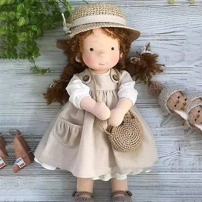 handmade waldorf cotton doll, diy waldorf doll, mini artist makeup doll, children's toy waldorf doll, handmade cotton toy doll, waldorf style mini doll, diy cotton doll for kids, artist handmade waldorf toy, small waldorf makeup doll, cotton waldorf children's toy