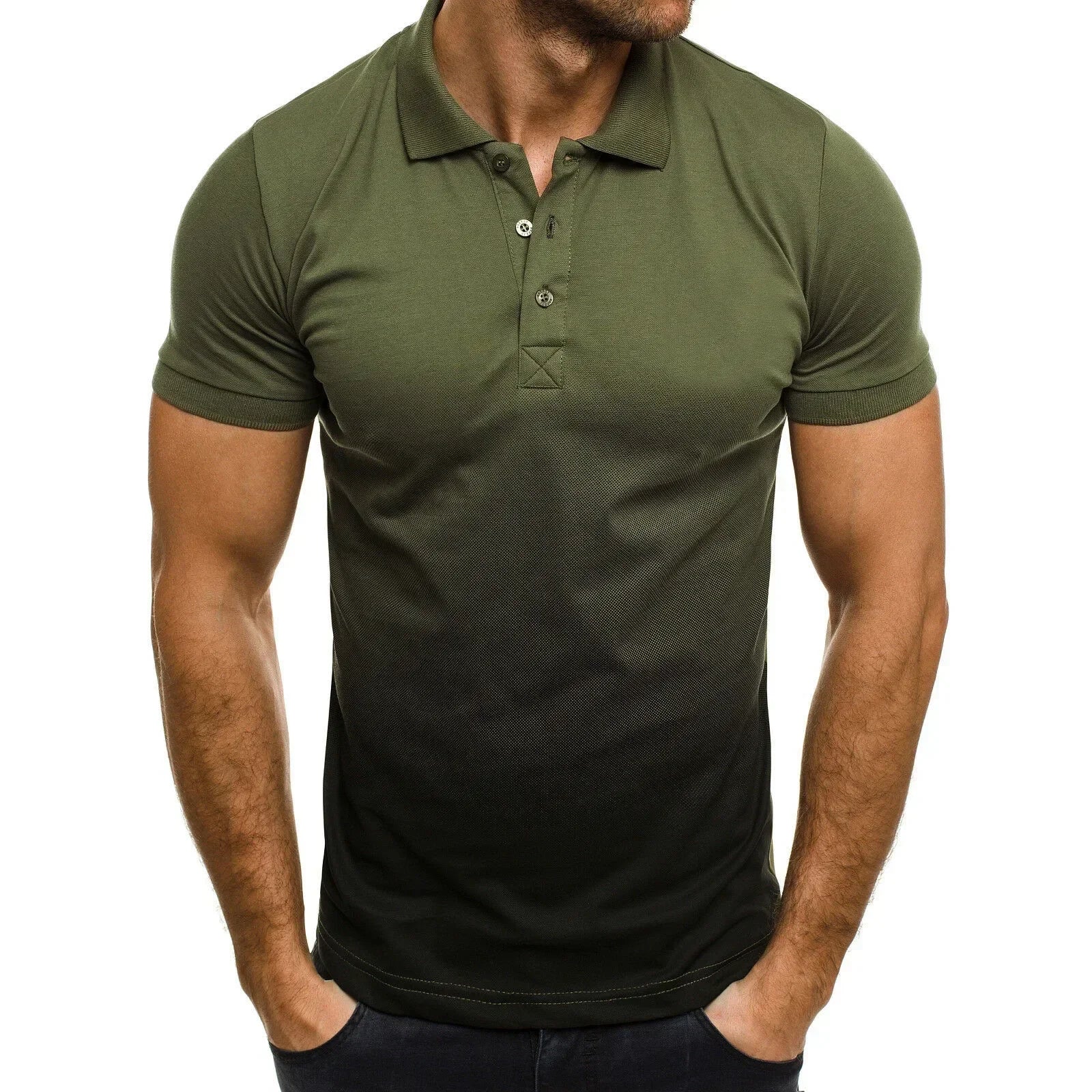 men's short-sleeve 3d gradient lapel sports polo shirt, men's gradient polo shirt, short-sleeve sports polo for men, men's 3d design polo shirt, casual lapel polo t-shirt men, men's athletic short-sleeve polo, stylish gradient polo for men, breathable sports polo shirt, trendy men's short-sleeve polo, men's summer polo t-shirt