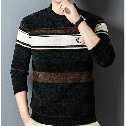Men's Chenille Wool Fleece Half High Collar Sweater