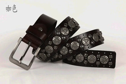 punk rivet cowboy belt for men, men's punk cowboy belt, rivet western belt for men, stylish cowboy belt for men, punk fashion men's belt, rivet design cowboy belt, western style belt for men, durable cowboy belt with rivets, men's punk western belt, trendy cowboy belt for men
