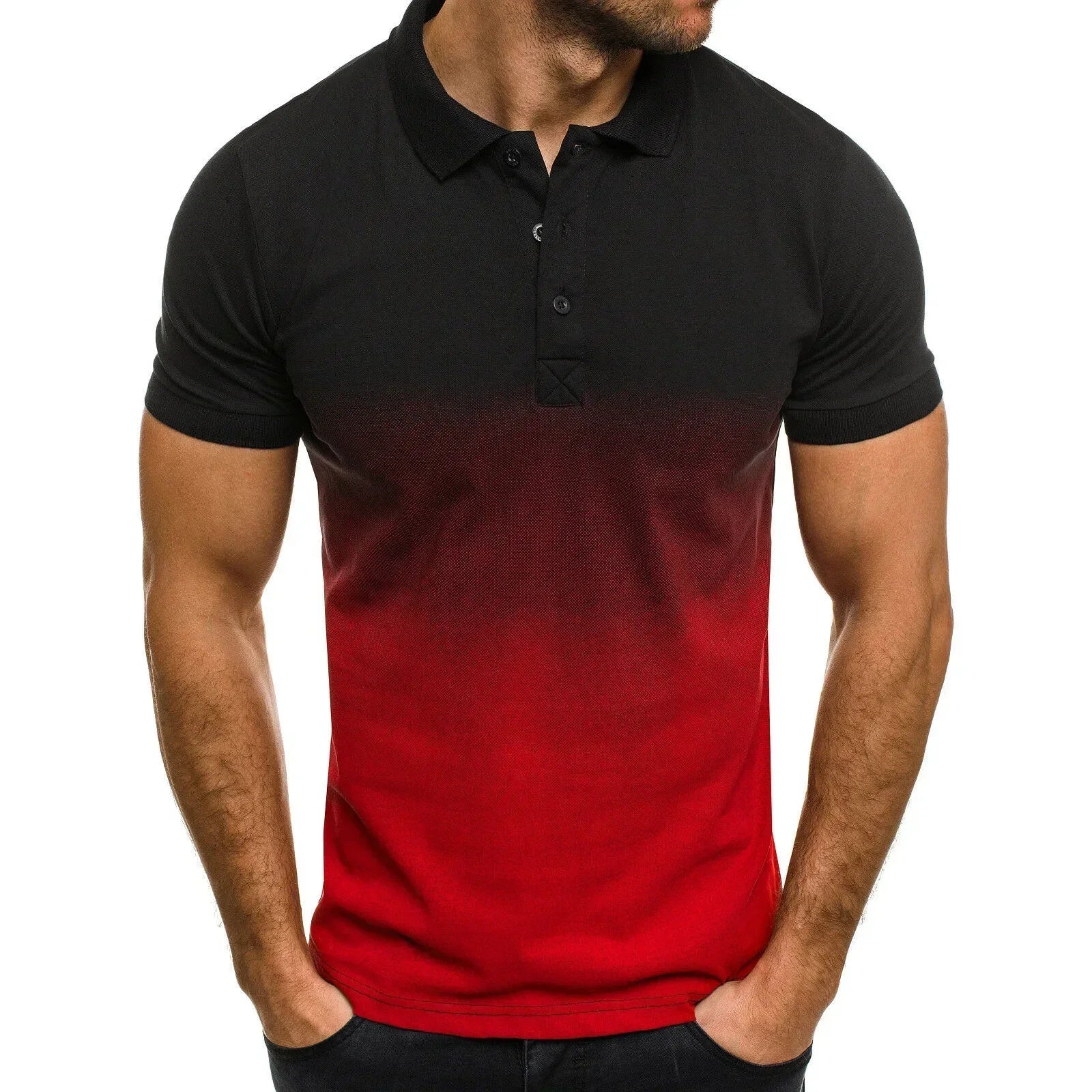 men's short-sleeve 3d gradient lapel sports polo shirt, men's gradient polo shirt, short-sleeve sports polo for men, men's 3d design polo shirt, casual lapel polo t-shirt men, men's athletic short-sleeve polo, stylish gradient polo for men, breathable sports polo shirt, trendy men's short-sleeve polo, men's summer polo t-shirt