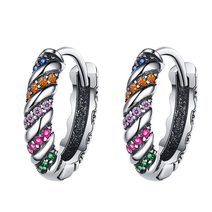 Colorful Striped Earrings Sterling Silver Elegance