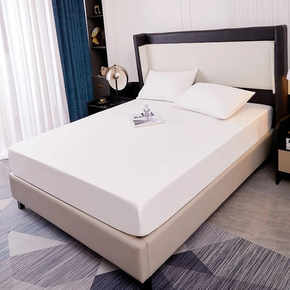 Waterproof Soft Skin Frosting Solid Color Mattress Cover Sheet – Bed Cap Dust Cover with Pillow Case & Pillow Core