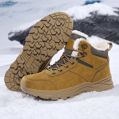 Men's Waterproof Leather Winter Snow Boots