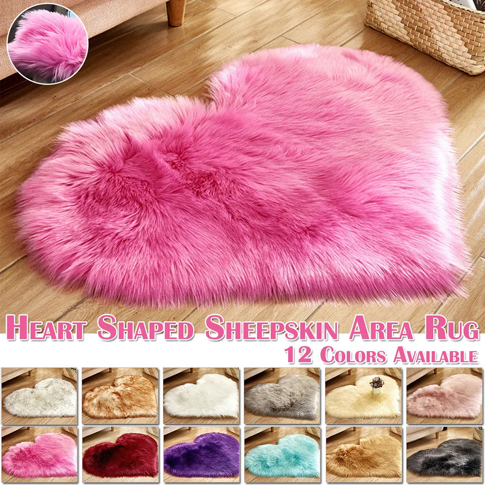 Heart Shaped Fluffy Shag Area Rug