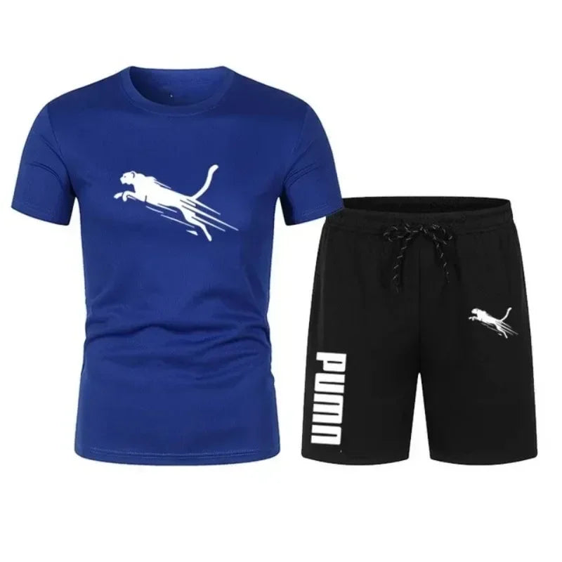 Men's Summer Tracksuit Breathable Mesh Running Set