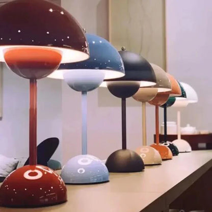 Lampe de table LED rechargeable en forme de bouton de fleur de champignon - Décor moderne