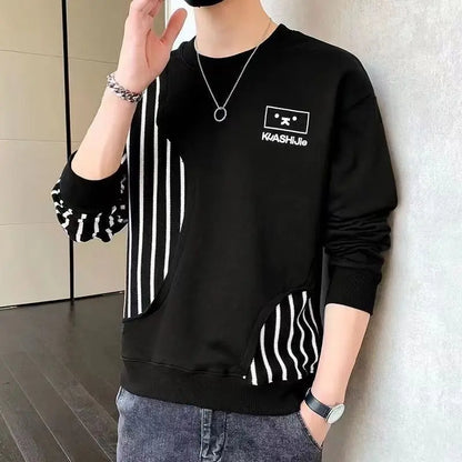 Black White Patchwork Hoodie Men's