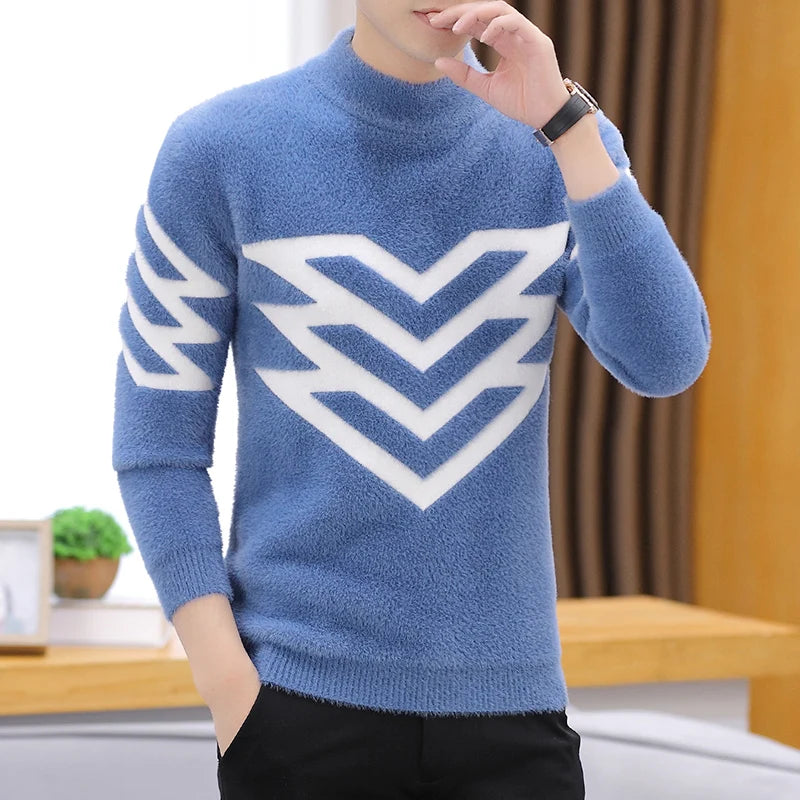 Men Fashion Heavy Knit Turtleneck Sweater