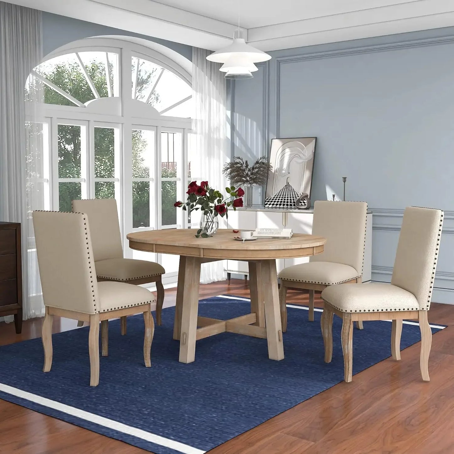 5-Piece White Dining Table Set