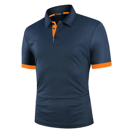 Men's Short Sleeve Contrast Color Polo Shirt - Summer Streetwear Casual