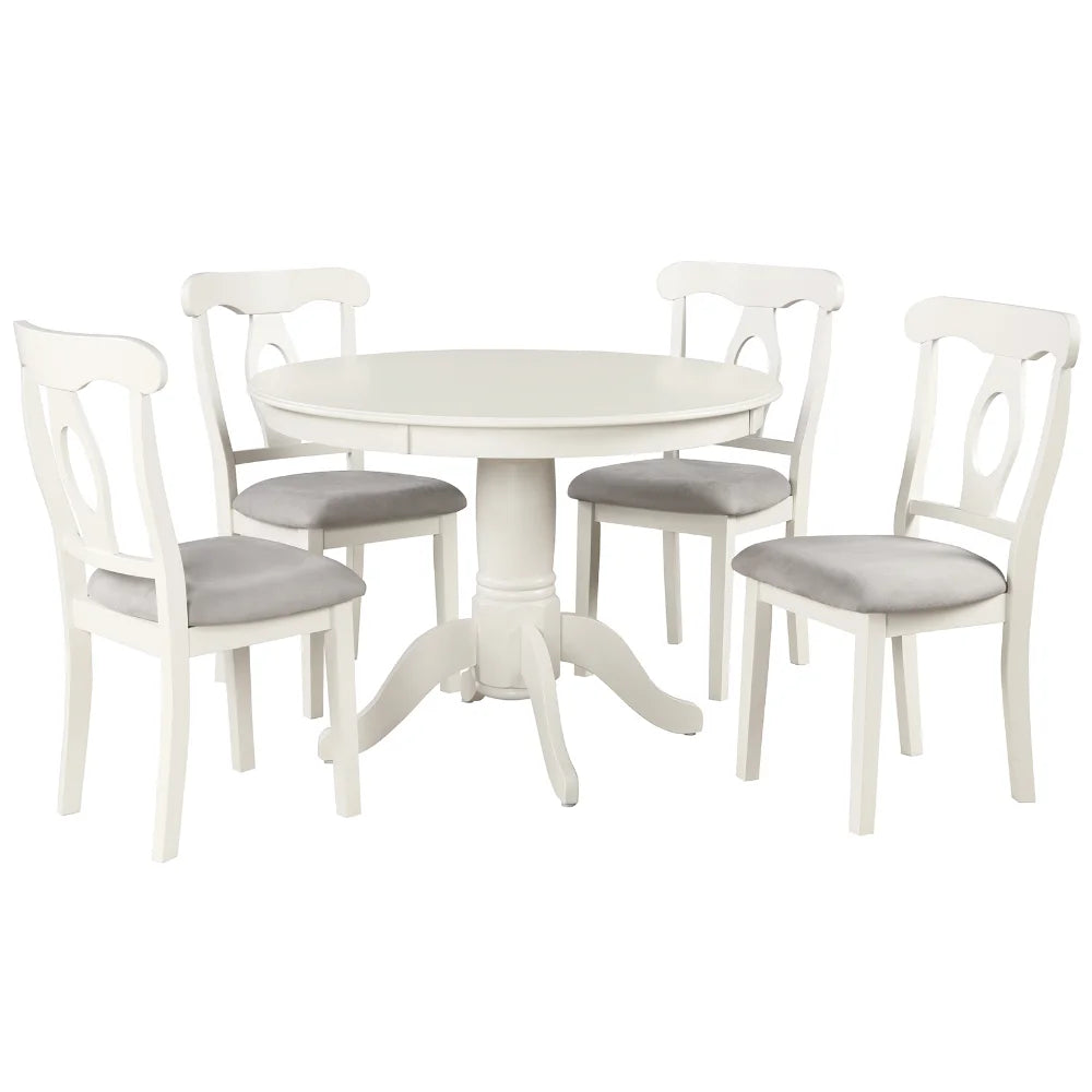 5-teiliges weißes Esstisch-Set