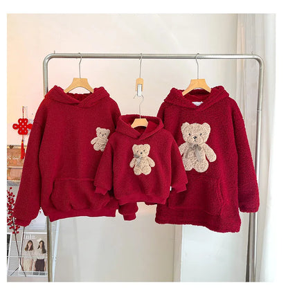 Red Rose Fuzzy Fleece Hoodies for Kid Girls