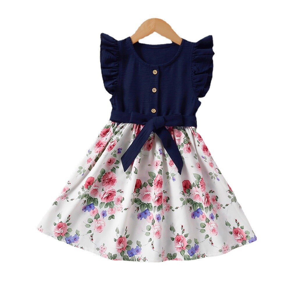 Lace Sleeve Floral Dress for Girls 3-8Y