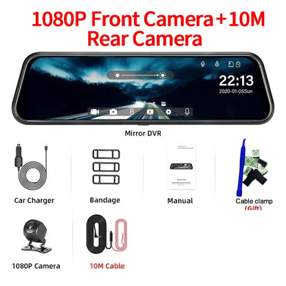 Caméra de tableau de bord à écran tactile avec caméra avant et arrière