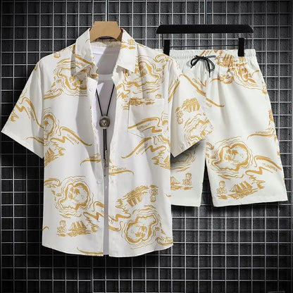 Summer Short-Sleeved Print Men's Tracksuits