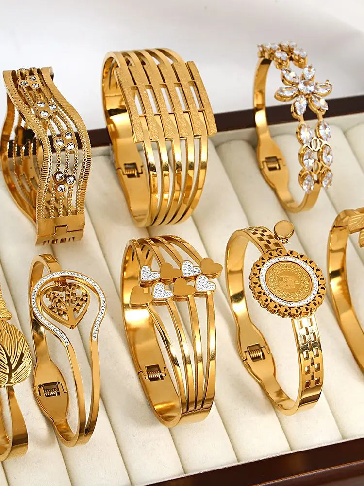 Bracelets en acier inoxydable en or 18 carats pour femmes