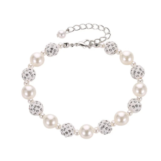 Elastic White Pearl Beads Bracelet for Women