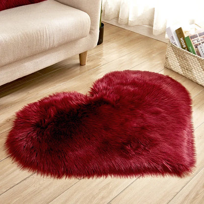 Heart Shaped Fluffy Shag Area Rug