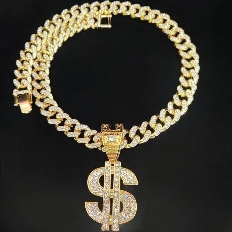 Unisex Hip Hop Dollar  Pendant Necklace