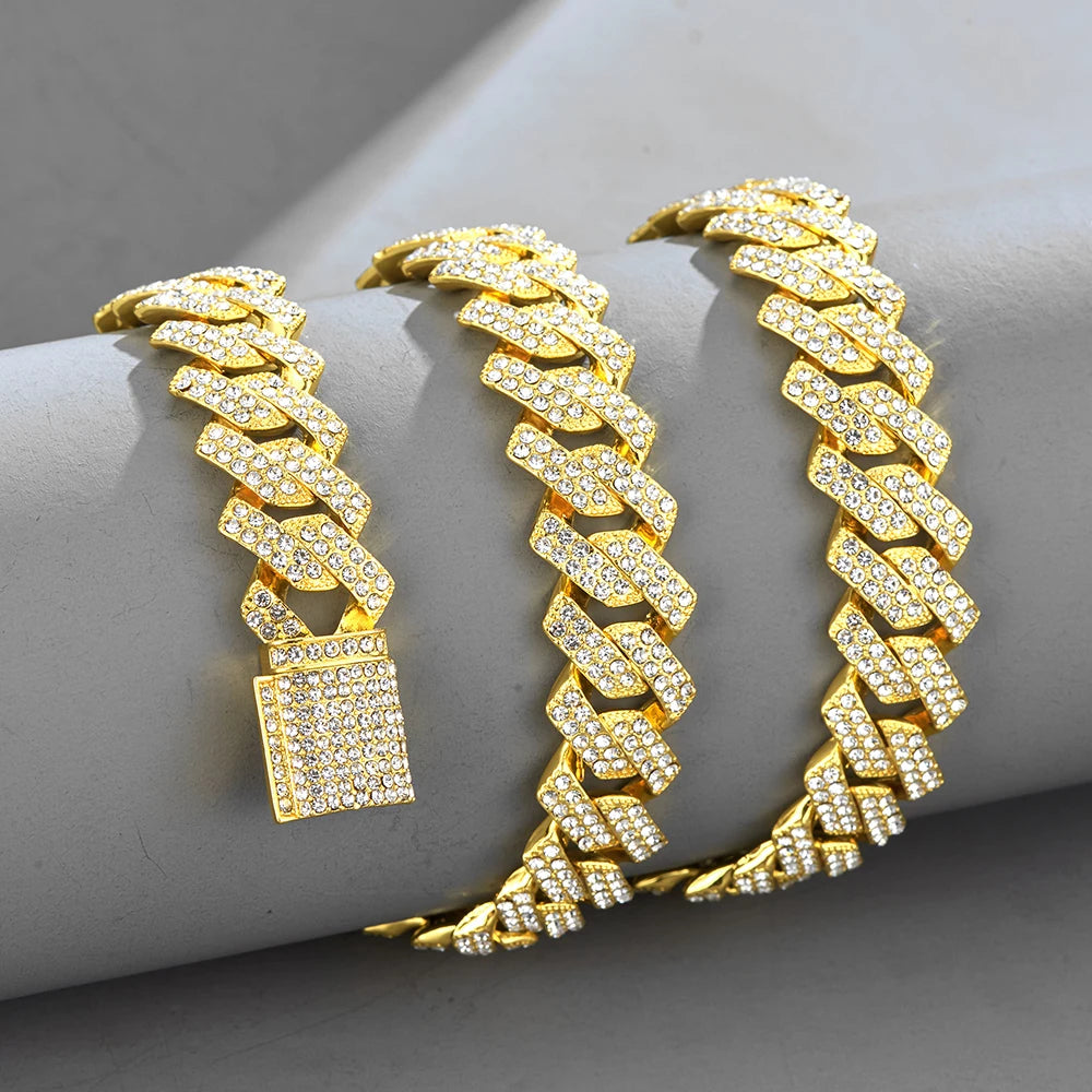 Iced Out Miami Kubanische Gliederkette mit Strasssteinen