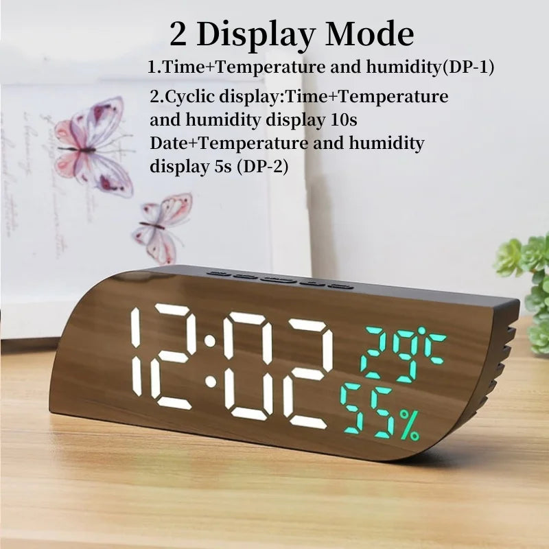 LED Digital Alarm Clock with Dual Display & Unlimited Snooze