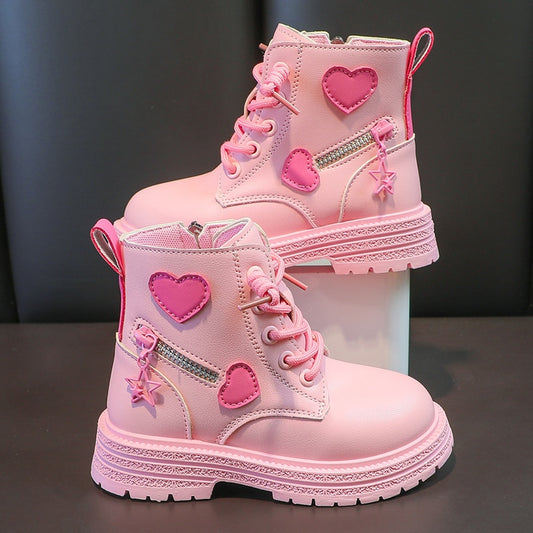 Soft Pink Kids Fashion Ankle Boots