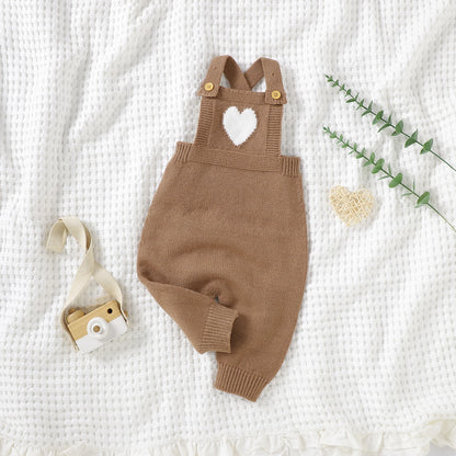 Heart-Shaped Sleeveless Knit Romper for Babies