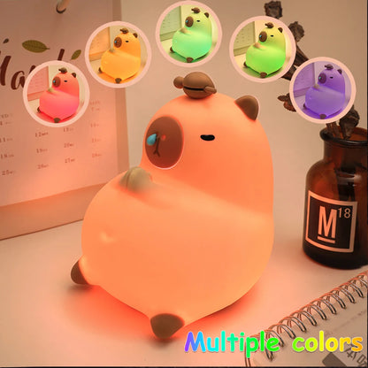 Veilleuse en silicone Capybara - Lampe de nuit rechargeable par USB à intensité variable 