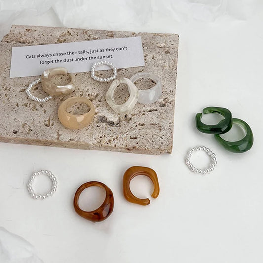 3 anneaux en acrylique de style coréen