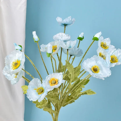 Fleurs de pavot en soie - Longue tige pour la maison
