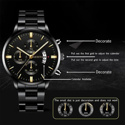 Luxury Black Stainless Steel Men's Watch