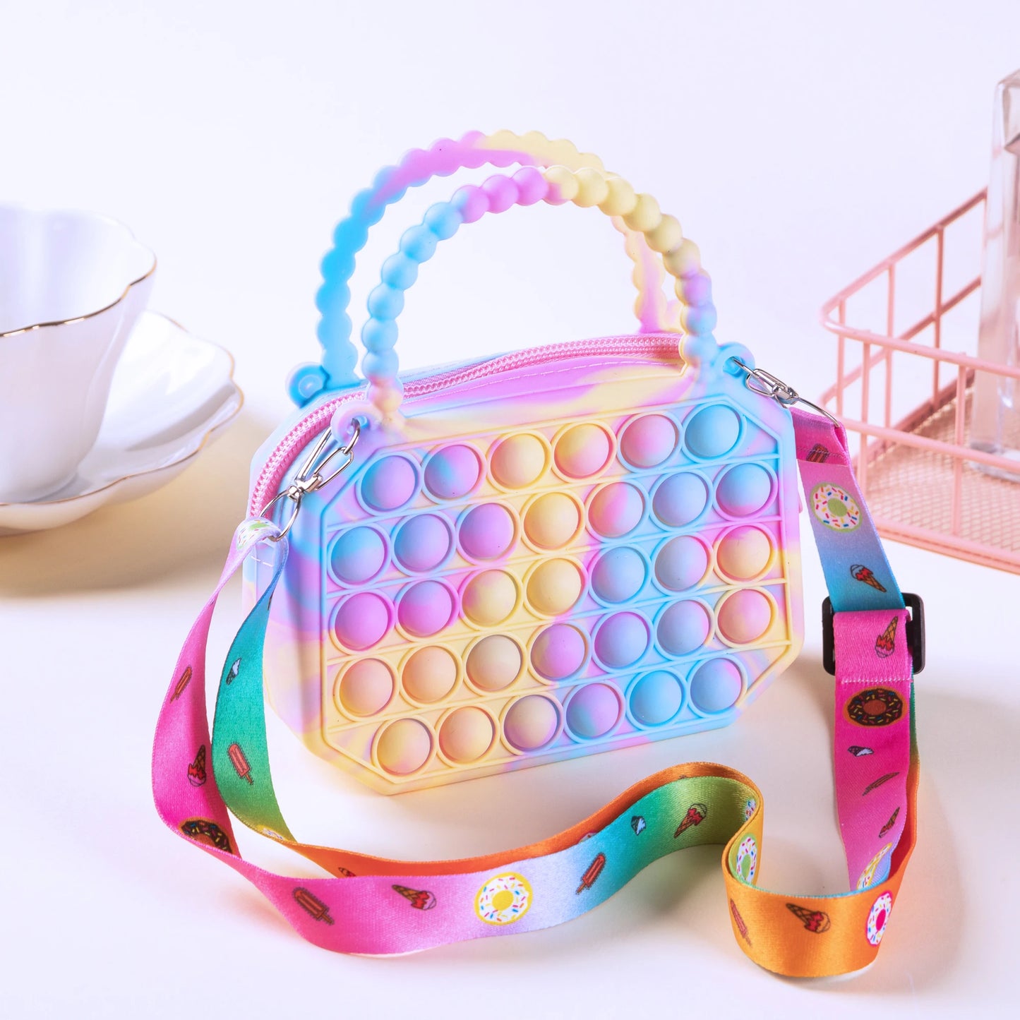 Pop Purse Silicone Sensory Push Bubble Crossbody Bag Anti stress Autism Relief Handbag Coin Pouch for Kids