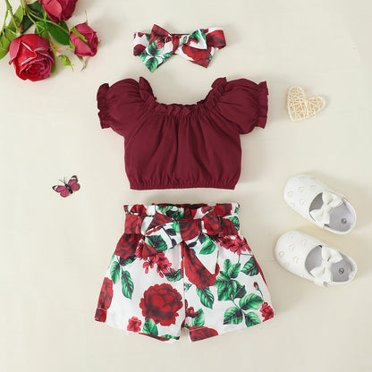 Summer Baby Girl 4-Piece Set Solid Color Jacket