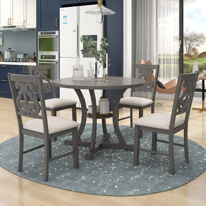 5-Piece White Dining Table Set