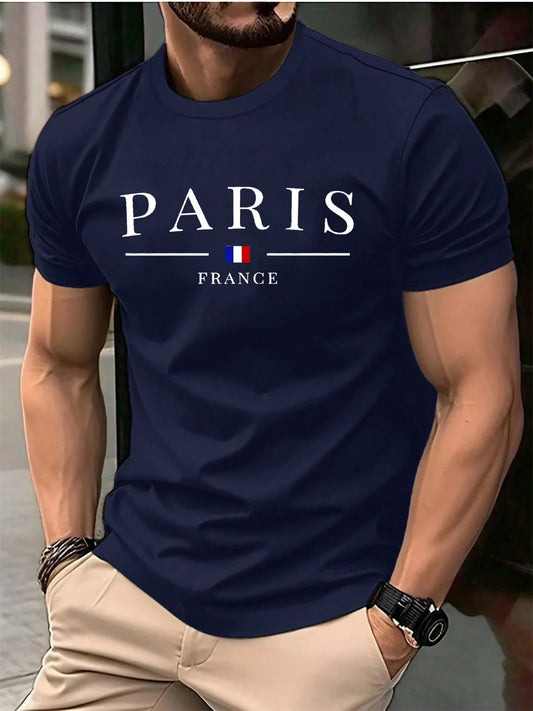 Men's Summer Short Sleeve Letter Print Pure Cotton T Shirt