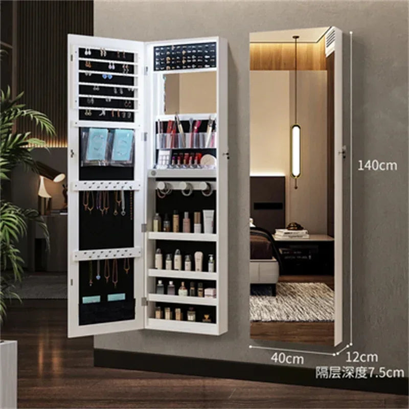 White Vanity Mirror Jewelry Cabinet