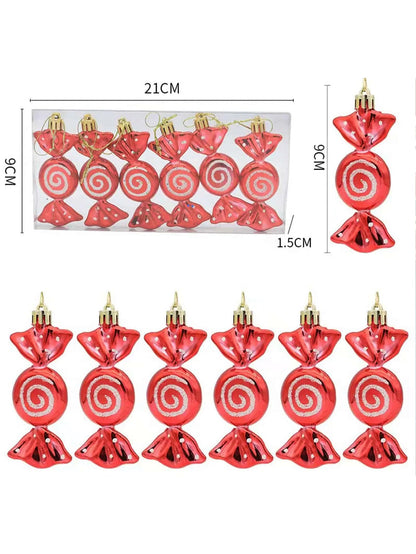 6-Piece Festive Christmas Candy Decorations for Tree Delight