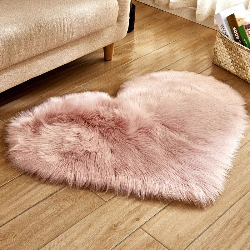 Heart Shaped Fluffy Shag Area Rug