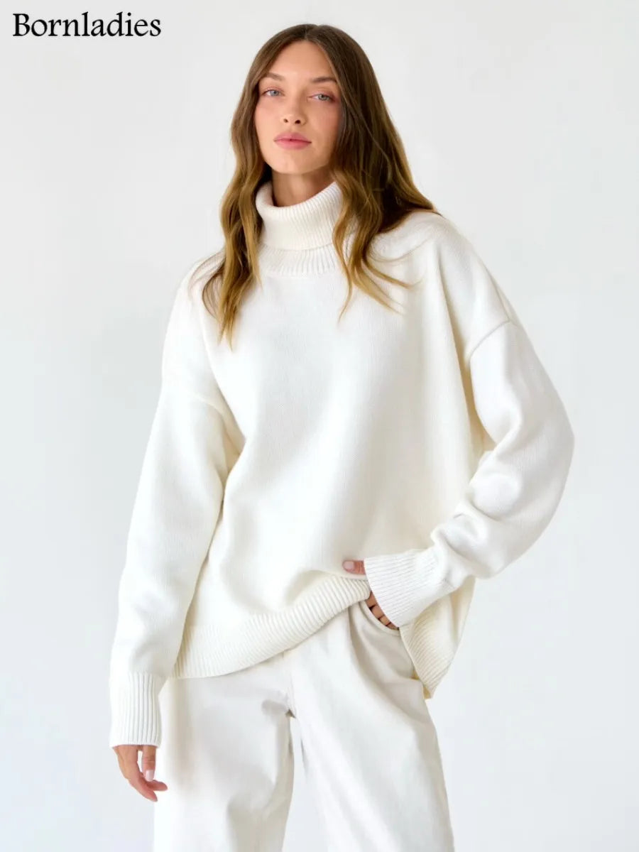 Chic Oversized Turtleneck Sweater for Women