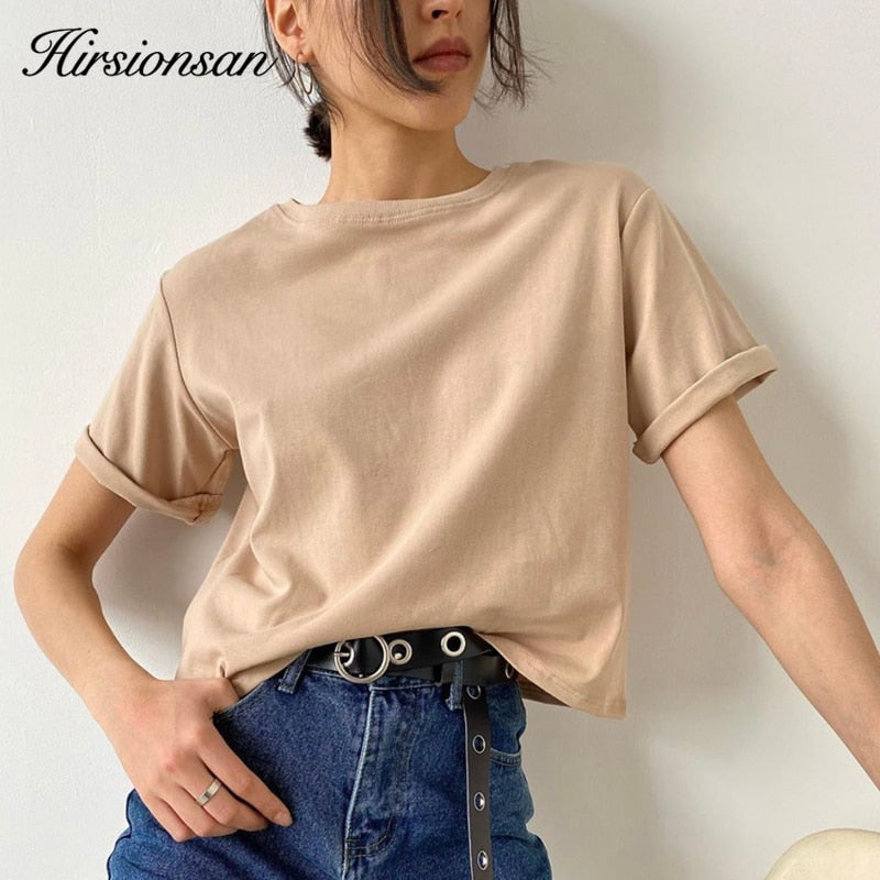 Khaki Oversized Cotton Tee for Women