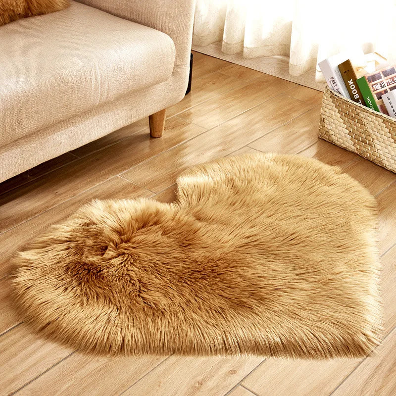 Heart Shaped Fluffy Shag Area Rug