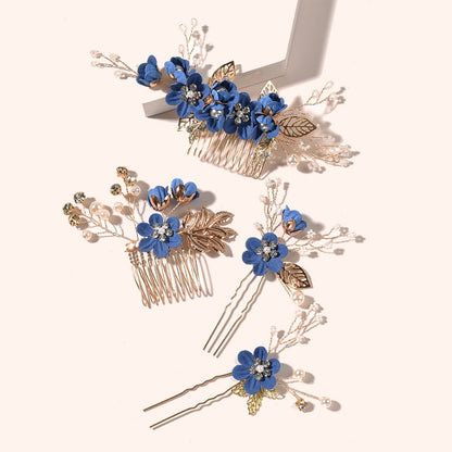 Flower Pearl Tiara & Wedding Hairpins
