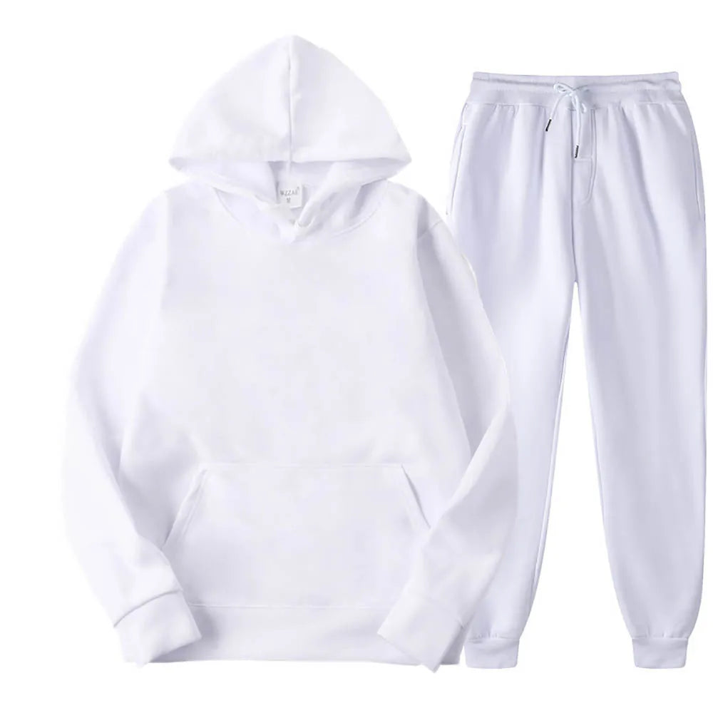Men's 2-Piece Tracksuit Set - Hooded Sweatshirt and Drawstring Pants