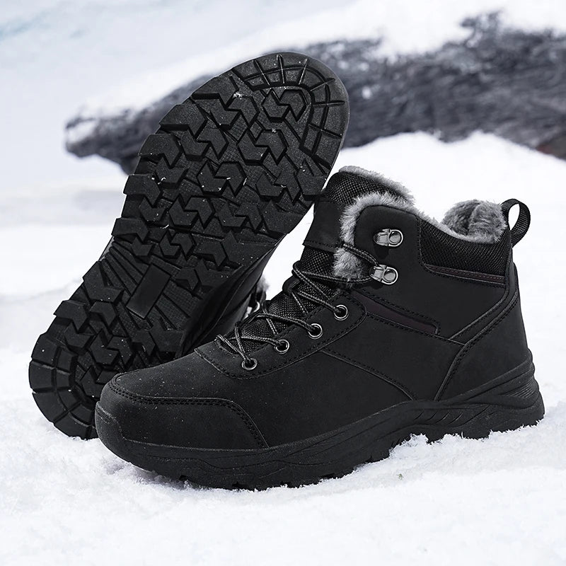 Men's Waterproof Leather Winter Snow Boots