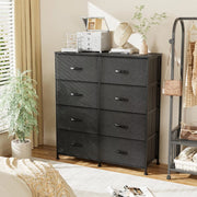 Dresser for Bedroom with 8 Drawers, Wide Chest of Drawers, Fabric Dresser,Black,28.66 Lb,33.65 X 11.70 X 38.50 Inches