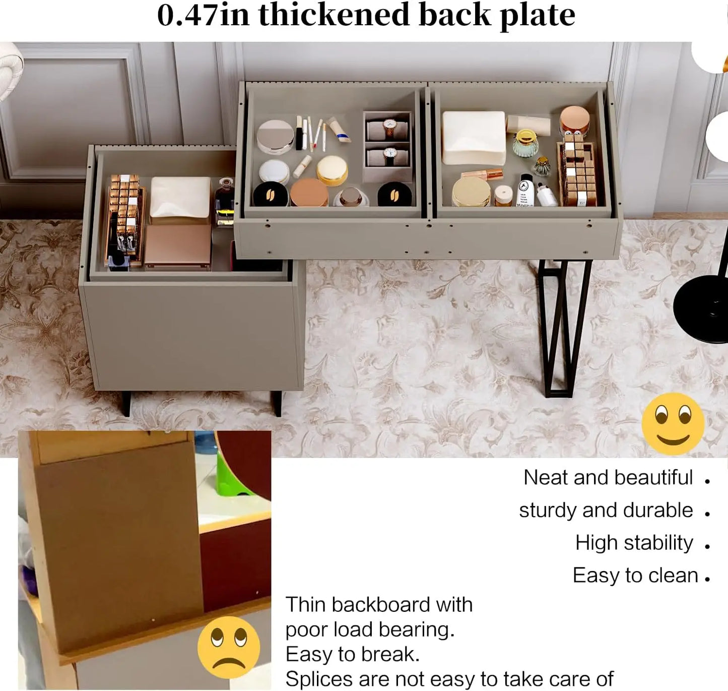 3-Color Dimming Mirror Vanity Desk